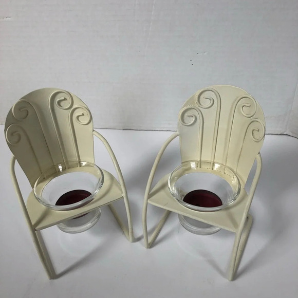 Vtg Metal Lawn Chair Candle  Holders - Picture 1 of 10
